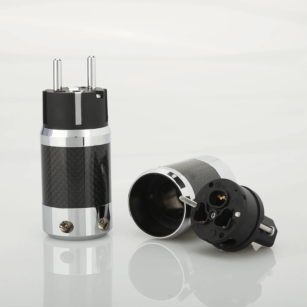 Audiocrast คาร์บอนไฟเบอร์ SCHUKO ปลั๊ก IEC หญิงเกรด DIY Power CABLE Leads HIFI