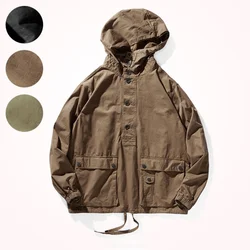 Retro Workwear Casual Jacket Men 's Loose Shoulder Sleeve Trendy Hooded Functional Wind Coat Top