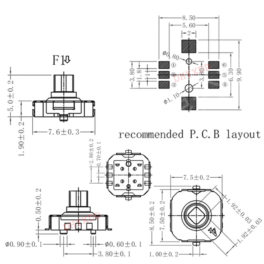 10PCS Japan A-L-P-S SKRHABE010 5 Way Direction SMD tact Switch Push Button Joystick in multi 7x7,7*7*5mm Handy Phone Digital C