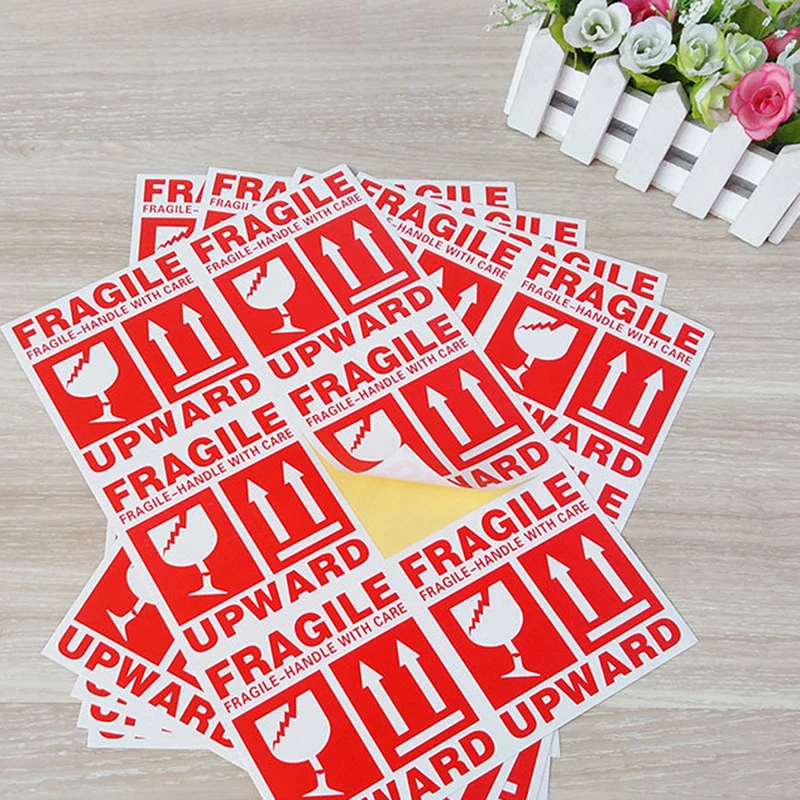 500Pcs Fragile Handle With Care Stickers Upward Labels Shipping Express Label Stickers FRAGILE Warning Label 10x10cm