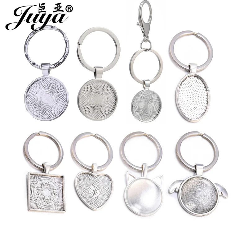 5pcs/lot Keychain Cabochon Base Setting Bezel Blank Cameo DIY Keychain Key ring Findings Jewelry Making Crafts Decoration