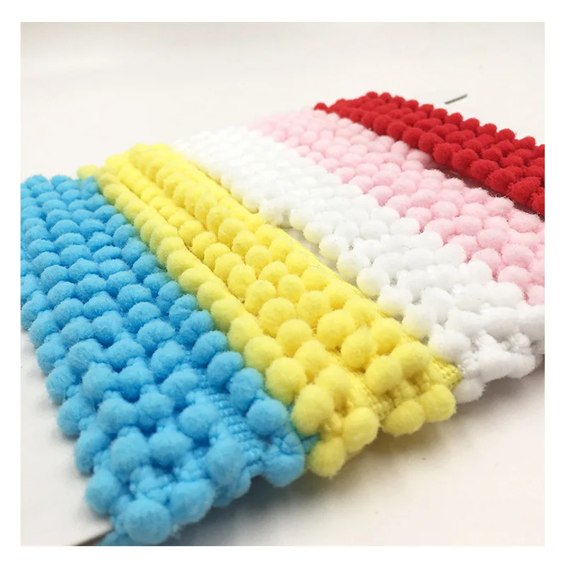 5yards/lot 1.1cm Color pompom small ball cotton bohemian tassel trimming fringes for sewing clothes scarf Curtains decoration