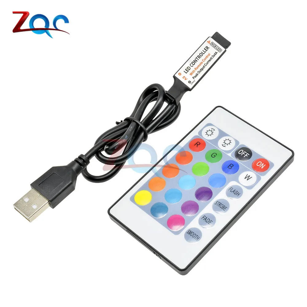 DC 5V 12V Volt RGB USB IR RF Remote Controller Wireless USB LED Strip light 3/17/24 Keys Remote for RGB SMD 3528 5050 LED Strip