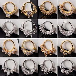 16PCS Cz Nose Hoop Nostril Bendable Ring Zircon Cartilage Tragus Daith Earrings Septum Clicker Helix Conch Rook Piercing Jewelry