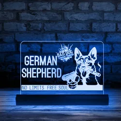 Bad Dog German Shepherd Gangster Desktop LED Light Angry Alsatian Portrait 3D Illusion Night Lamp Dog Lovers Living Room Decor