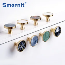 Brass Door Knobs and Handles for Cabinet Shell Resin Elegant Furniture Handles Kitchen Cupboard Drawer Pulls Wall Hanging Hooks