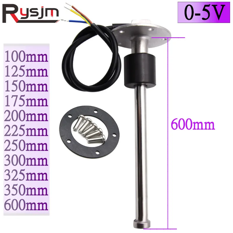 Niestandardowy czujnik poziomu paliwa ze stali nierdzewnej 150/175/200/225/250/275/600 mm 0-5 V do łodzi, jachtów, samochodów ciężarowych