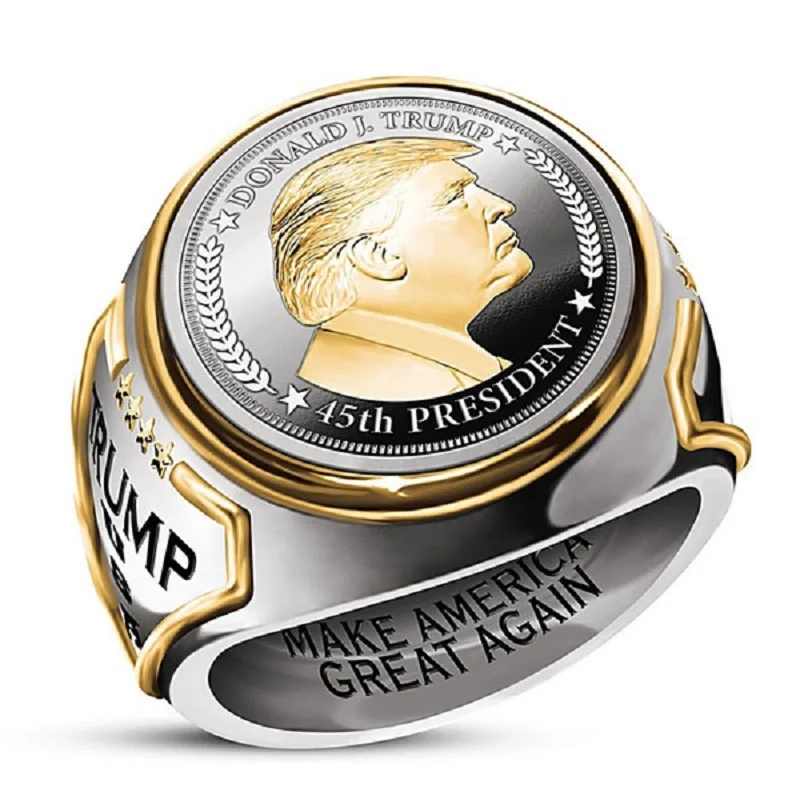 MIQIAO Silver Plated Donald Trump Make America Great Again President Campaign Rings for Men Women Friends Gift Fashion Jewelry