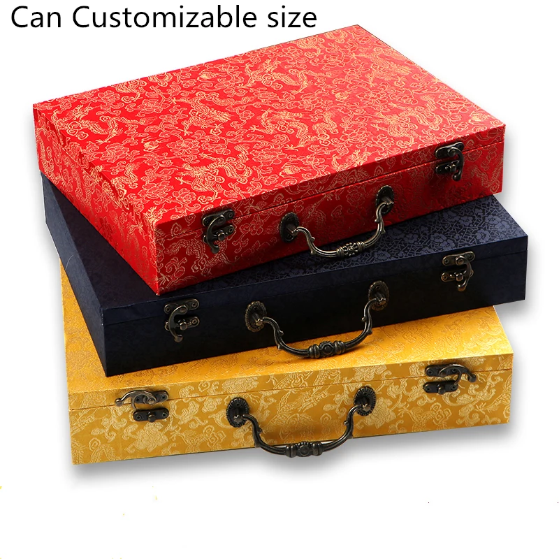 

A4 Paper Magazine Scripture Book Collection Storage Box Organizer Vintage Chinese Silk Brocade Box Jewelry Packaging Case Gifts