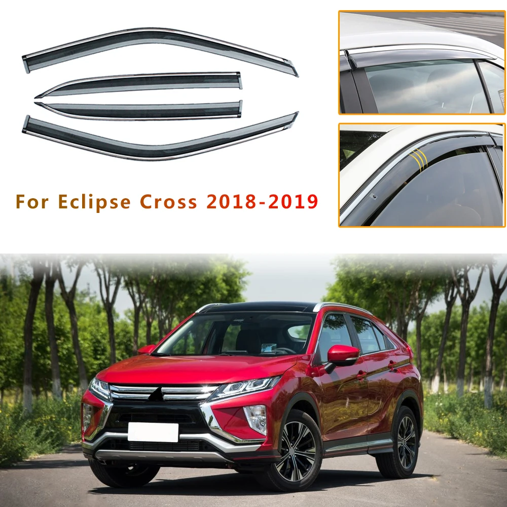 For Mitsubishi Eclipse Cross 2018 2019 Smoke Car Window Visor Sun Rain Guard Wind Deflectors 4PC