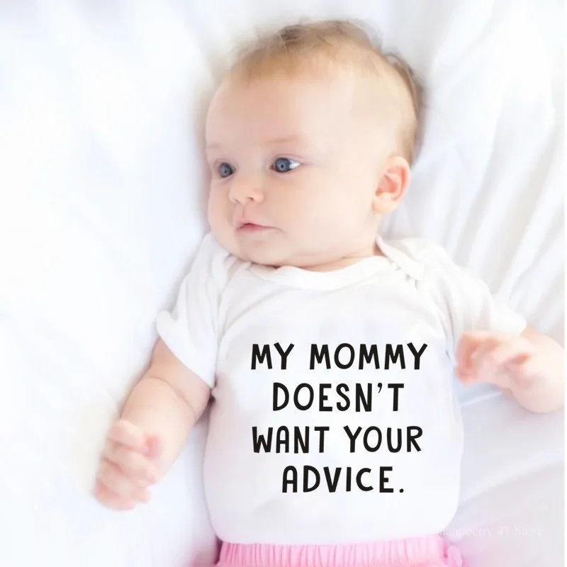 My Mommy Doesn't want your advice Summer Baby Bodysuit Short Sleeve Letters Print Toddler Newborn Boy Girl Body Suit Jumpsuit