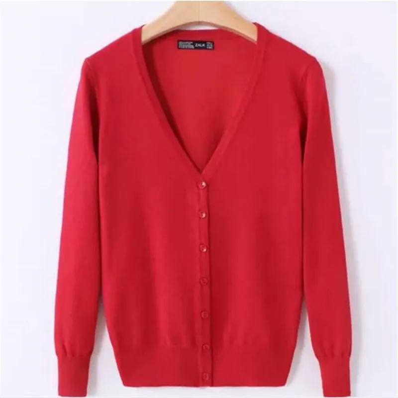 6XL Plus Size Women Knitted Cardigan Coat Solid Color Red Winter Casual V-Neck Long Sleeve Crochet Knit Sweater Coat Female Top