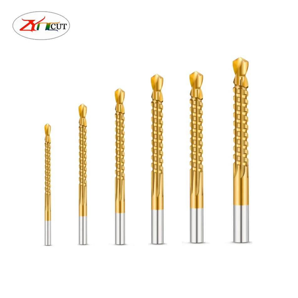 Multifunctional high speed steel sawtooth twist drill bit, Sawtooth drill for woodworking drilling and slotting HSS Drill Bit