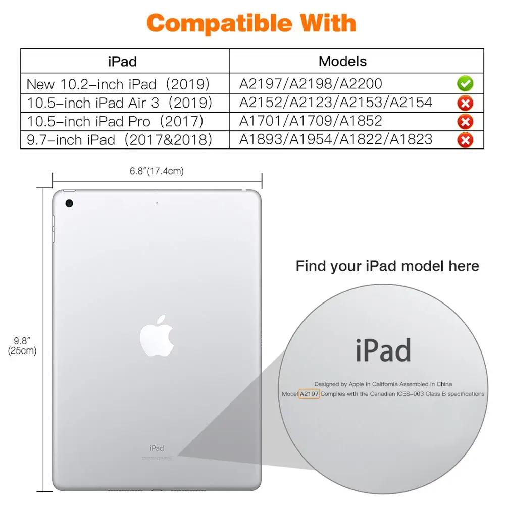 Case For Apple iPad 10.2 2019,[Heavy Duty] Shockproof Full Body Rugged Hybrid Cover with Built-in Screen Protector for iPad 7th