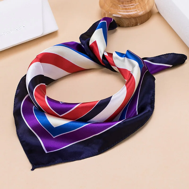 Fashion Square Women Girl Elegant Flight Attendants Hotel Waiter Business Imitate Silk Scarf printing Korean style Gift 50*50cm