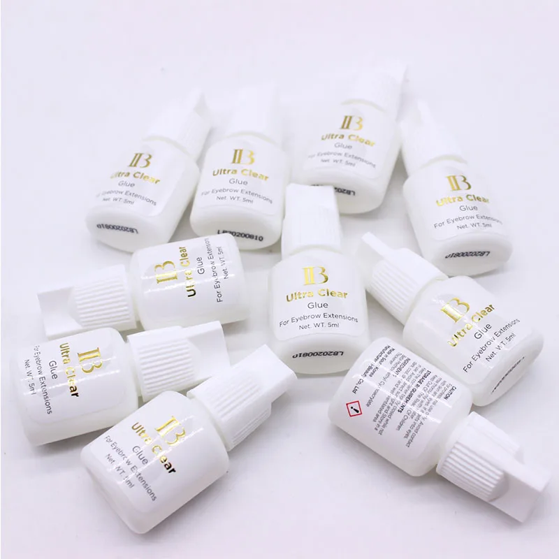 3 Bottles Korea IB Ibeauty Ultra Clear Glue Fast Drying Eyelash Extensions Original Transparent Glue White Cap 5ml Tools