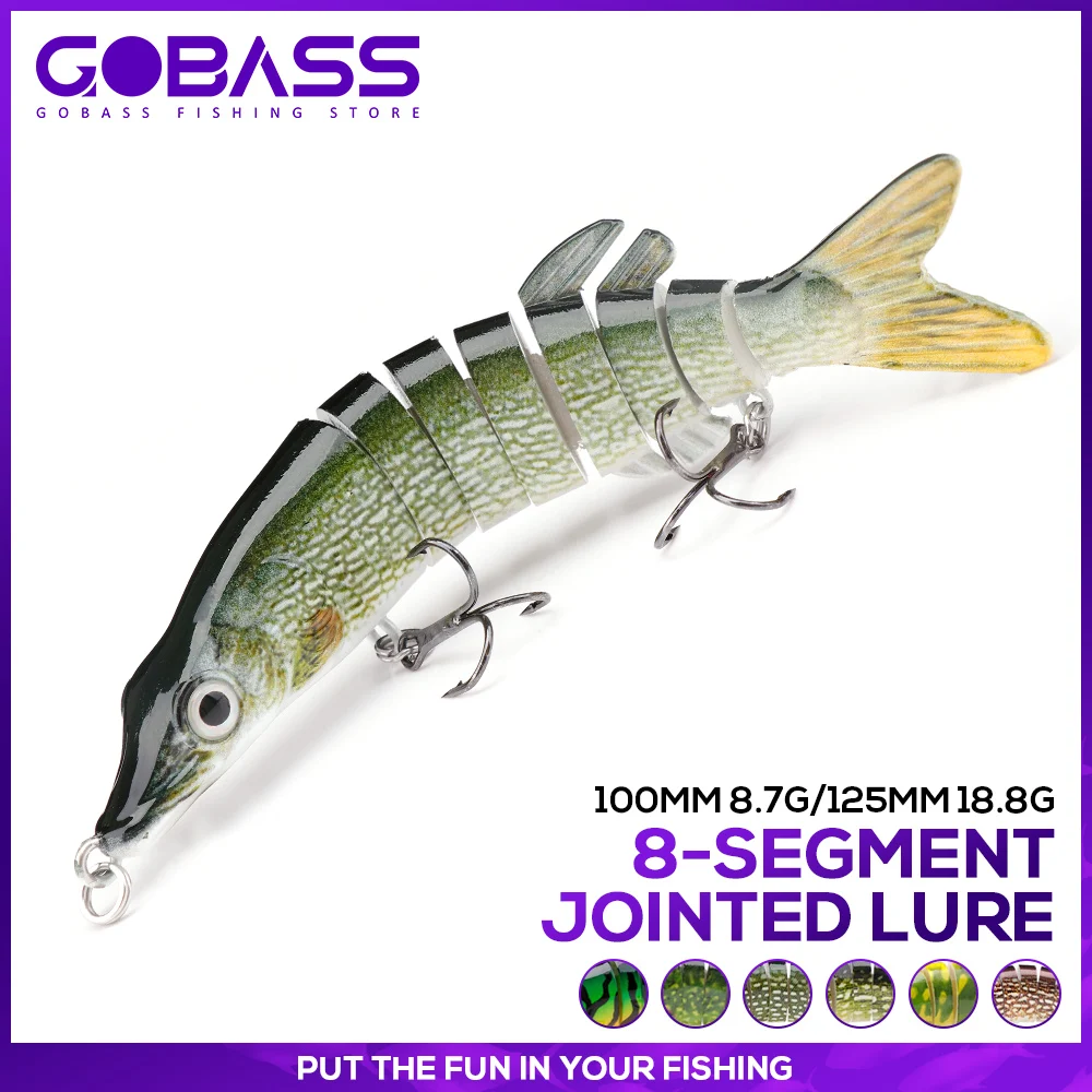 GOBASS 100mm/125mm Sinking Wobblers For Pike Fishing Lures 8 Segment Multi Jointed Swimbait Hard Artificial Lures For Fishing