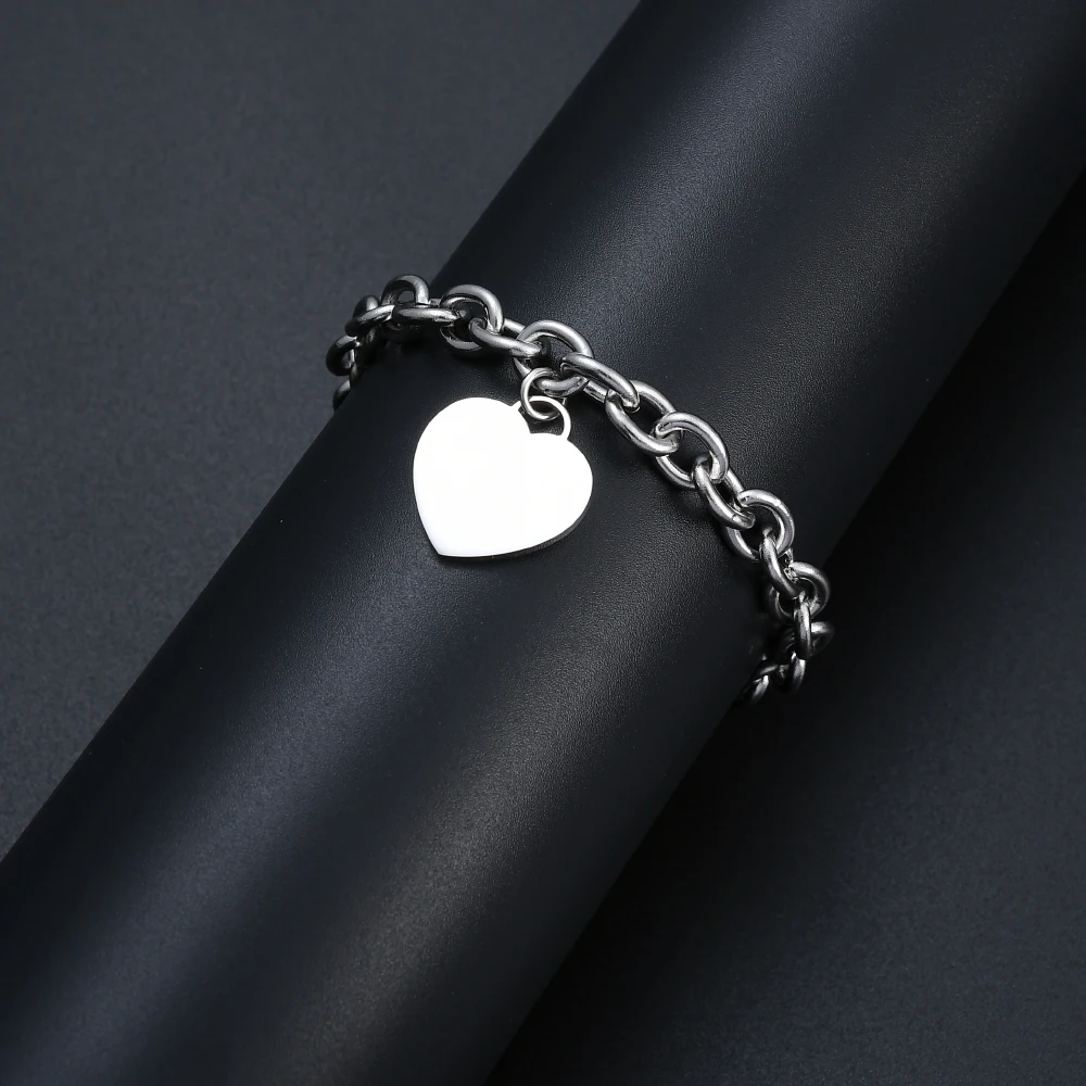 2020 New Arrival 316L Stainless Steel Heart Pendant Charm Bracelet & Bangles Fashion Jewelry Best Gift for Women Drop Shipping