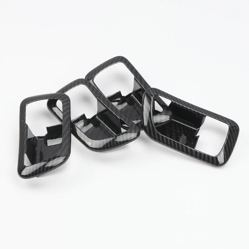 For Mitsubishi Pajero V80 V93 V95 V97 V98 2007-2021 Carbon Fiber Style Interior Door Handle Bowls Cover Trim 4pcs