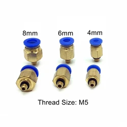 10pcs  4mm 6mm 8mm Tube M5 Thread Pneumatic Fitting Quick Joint Connector PC4-M5 PC6-M5 PC8-M5