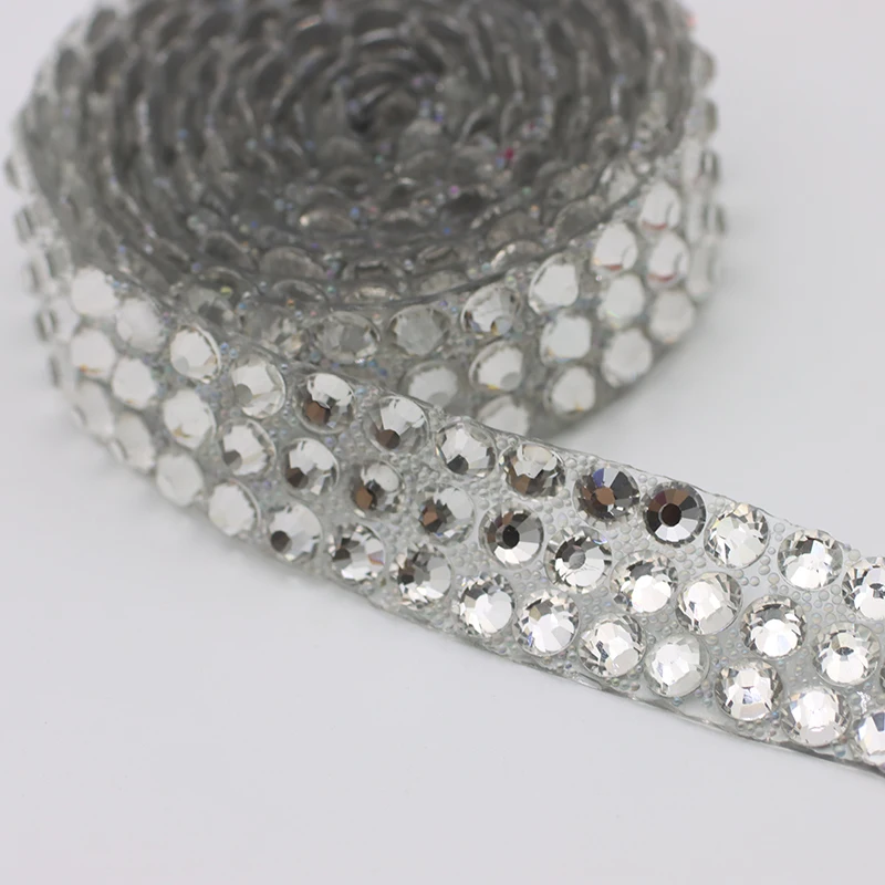 1 Yard Sewing Trim Crystal Red Strass Hot Fix Rhinestone Tape Applicator Ribbon With Rhinestones Iron On Appliques For Dresses