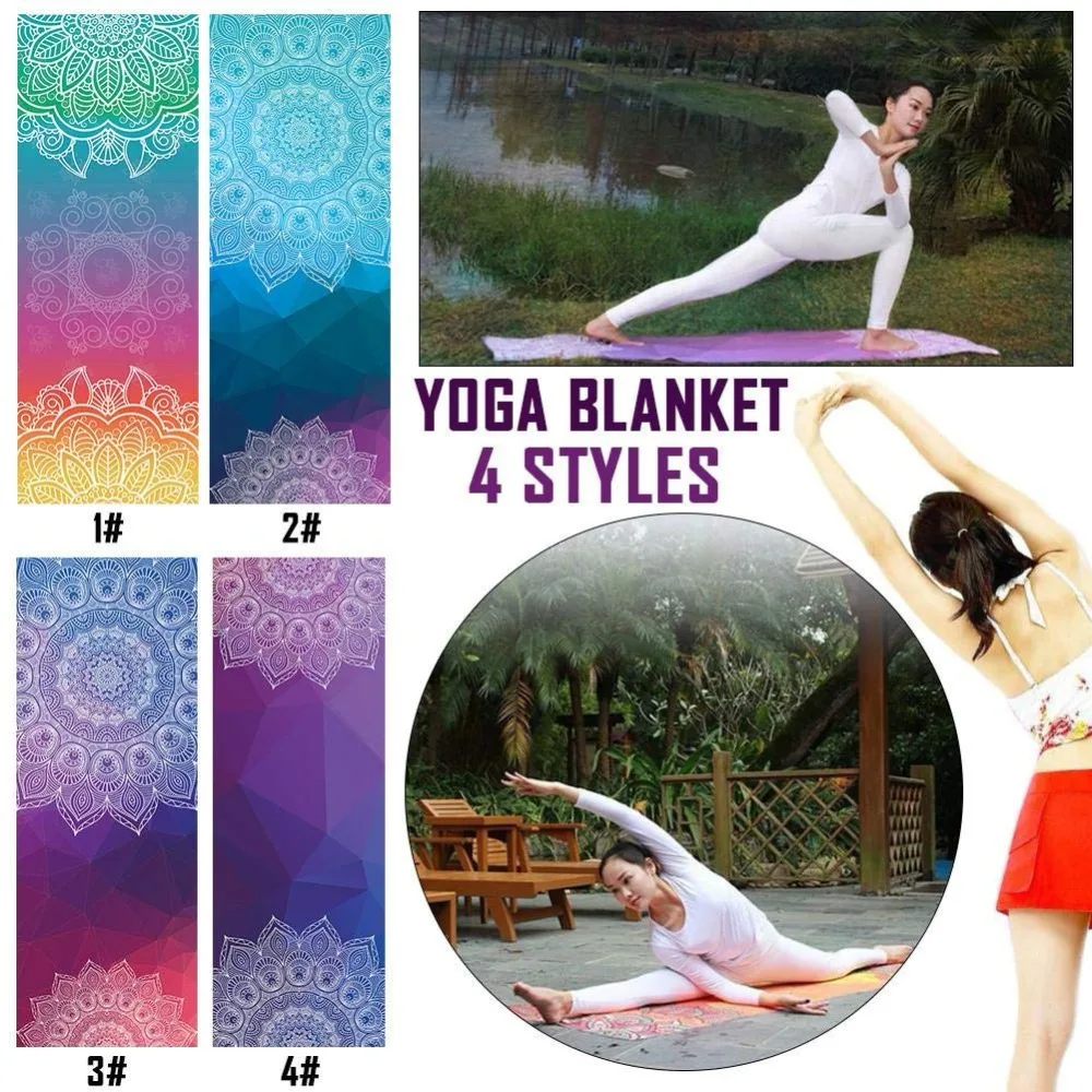 Yoga Blanket Mandola Print Thick Non-Slip Pilates Workout Exercise Gym Home Yoga Mat Towel Sit-Ups Camping Picnic Mats 183*68cm