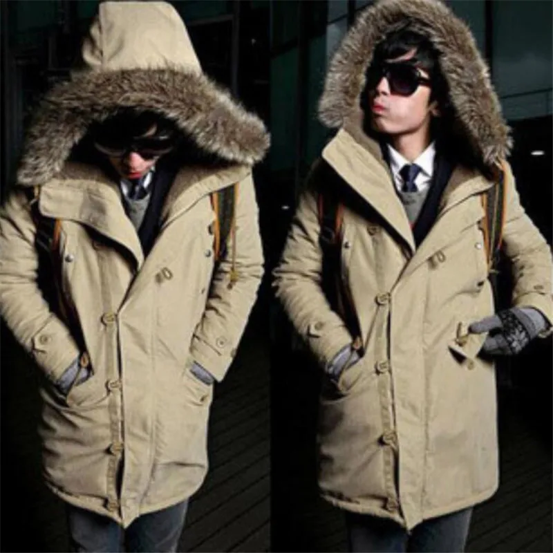 

Dropshipping Pop Nice Winter Jacket Men Thicken Warm Parkas Casual Long Outwear Hooded Collar Jackets and Coats Men veste homme