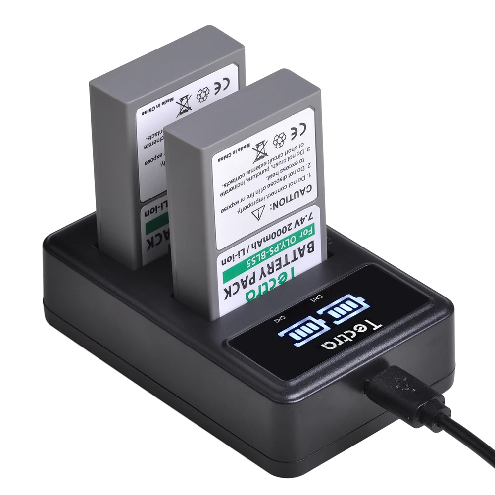 

2000mAh BLS-5 BLS-50 Li-ion Battery/Charger for Olympus PS-BLS5,BLS-1,PS-BLS1,E-PL1,E-PL3,E-PM1,OM-D E-M10 Mark II,III,IIIs,IV