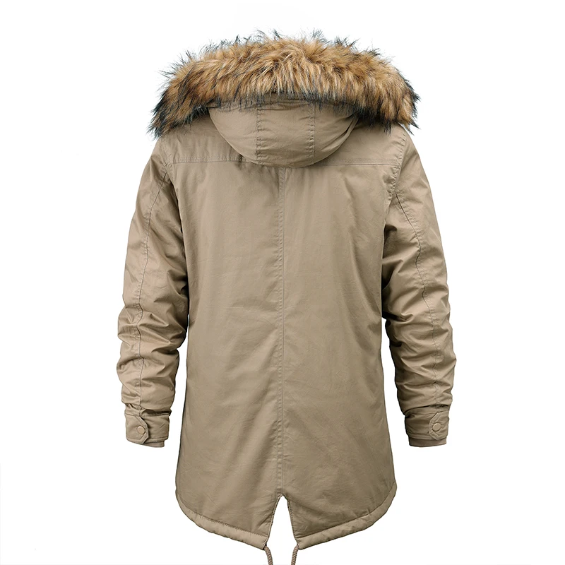 Parkas de algodón cálidas y gruesas para hombre, chaqueta Vintage a prueba de viento, abrigos de calidad, Cuello de piel, sombrero de moda, Parka masculina, invierno, Otoño, 2023