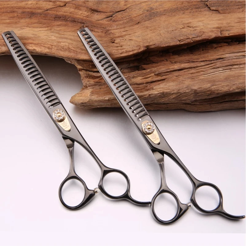 Fenice Professionele JP440c 7 Inch 7.5 Inch Titanium Gecoat Pet Dog Grooming Chunker Dunner Shears Schaar