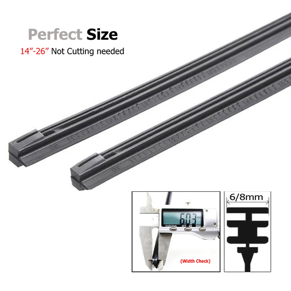 2pcs/lot Car rubber Vehicle Insert strips Wiper Blade blades (Refill) 6mm/8mm 14\