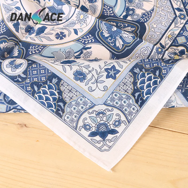 Cotton Blue and white porcelain Hip Hop Paisley Bandanas Head Wrap Headwear Handkerchief Vintage For Male Female Head Scarf