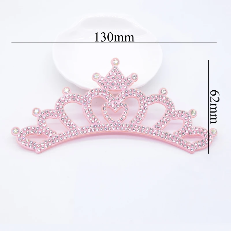 6Pcs 13CM Padded Crown Rhinestone Patches for DIY Clothes Hat Shoes Crafts Decor Applique Headwear Bow Jewelry Accessories