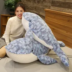 50-110cm Giant New Cartoon Blue Shark Stuffed Plush Toys Big Fish Whale Baby Soft Animal Pillow Dolls Children Birthday Gifts