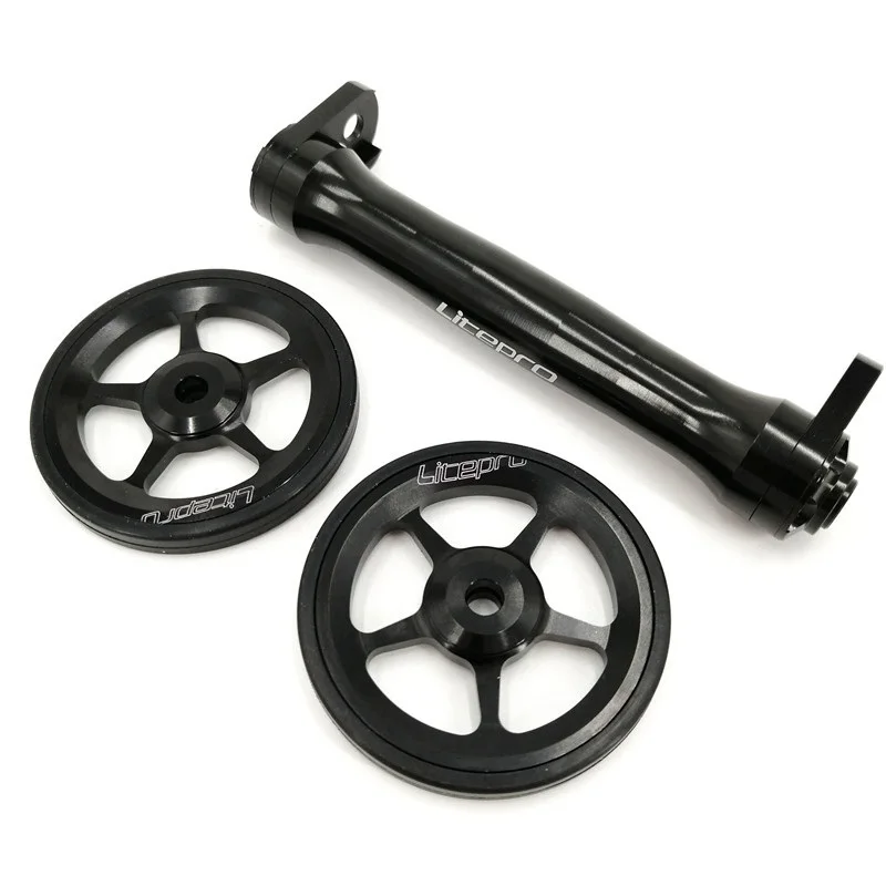 AliExpress Litepro LITEPRO Folding Bike Easywheel For Brompton Easy Wheel & Rear Rack Support Extension Rod Telescopic Bar