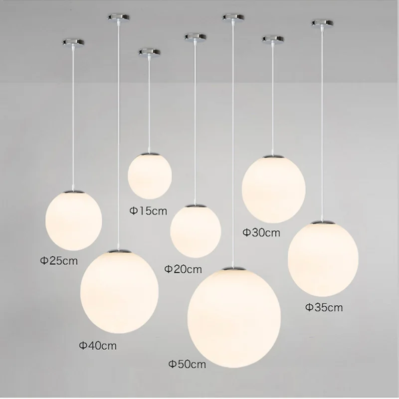 Modern Pendant Lamp White Glass Nordic Vintage Loft Fixtures E27 LED Indoor Cord Pendant Lights Spherical For Ball Bedroom