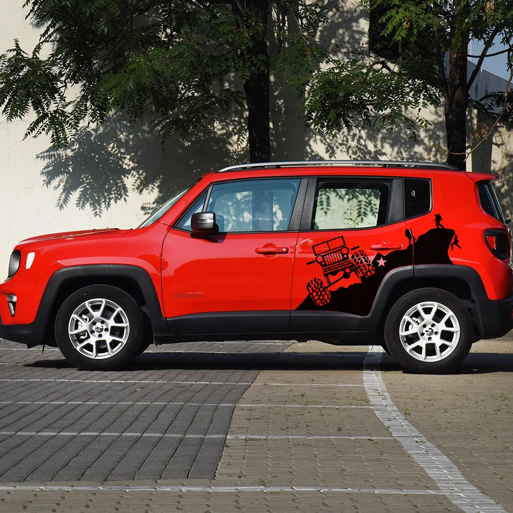

Car Decals Side Body Off Road Climber Graphic Vinyl Cool Sticker Customized Fit For Jeep Renegade 2015 2016 2017 2018 2019
