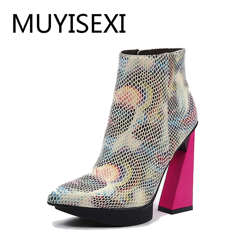 Autumn Boots Ankle Women Boots 11.5cm Extreme High Heels Pointed Toe Winter Slip-On Botas Mujer Black HL196 MUYISEXI