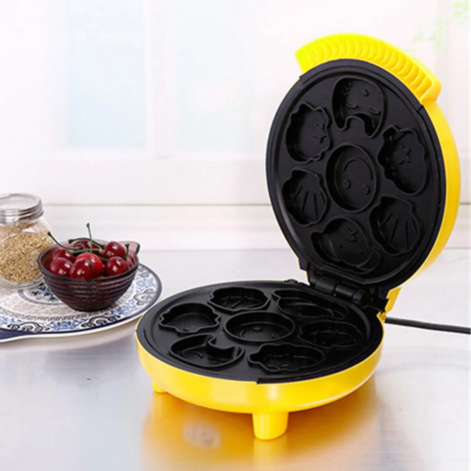 Multifunction Waffle Maker Easy Clean Pancake Cooking Cake Machine Double-Sided Heating Mini Cartoon Style for Kitchen Breakfast