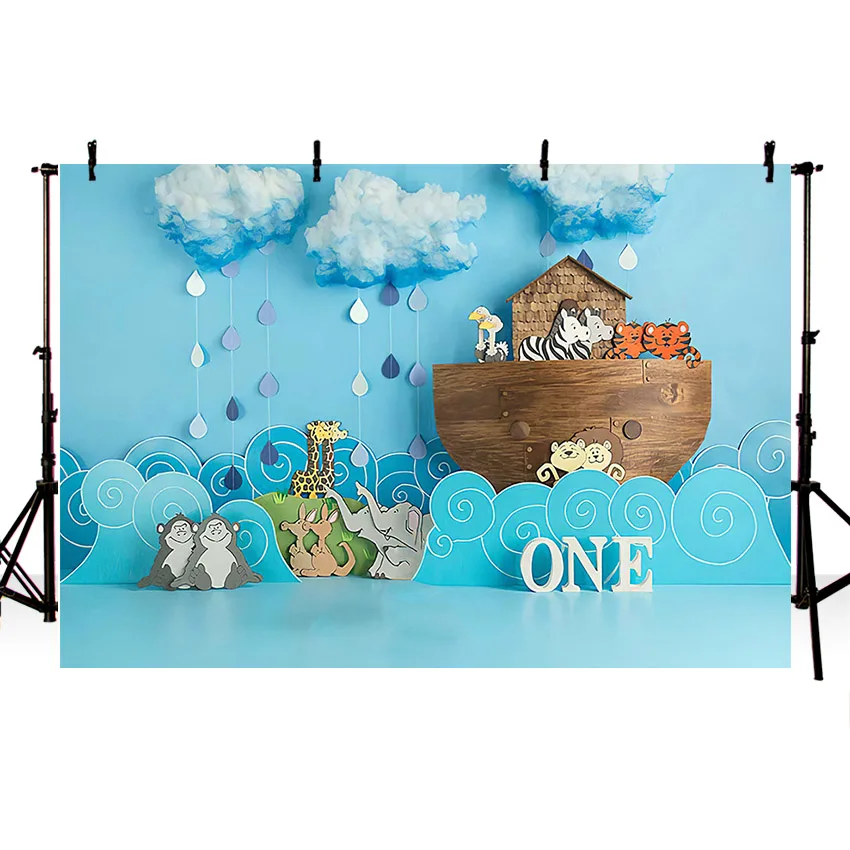 Mehofond Noah\'s Ark Sea Photography Background Wild Safari Animals Zoo Children Birthday Cake Smash Decor Backdrop Photo Studio