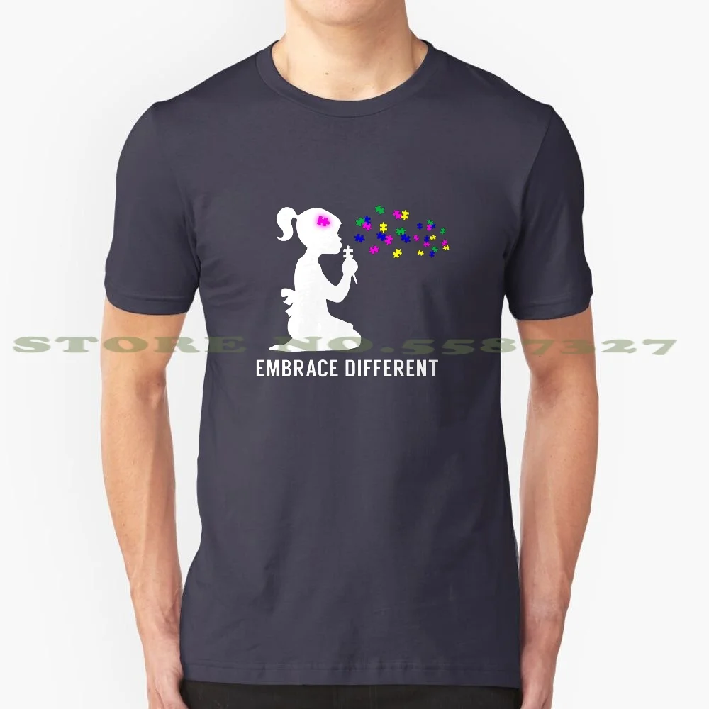 Embrace Different - Autism Awareness 100% Cotton T-Shirt Autism Awareness Embrace Different Difference Differences Autism 2017