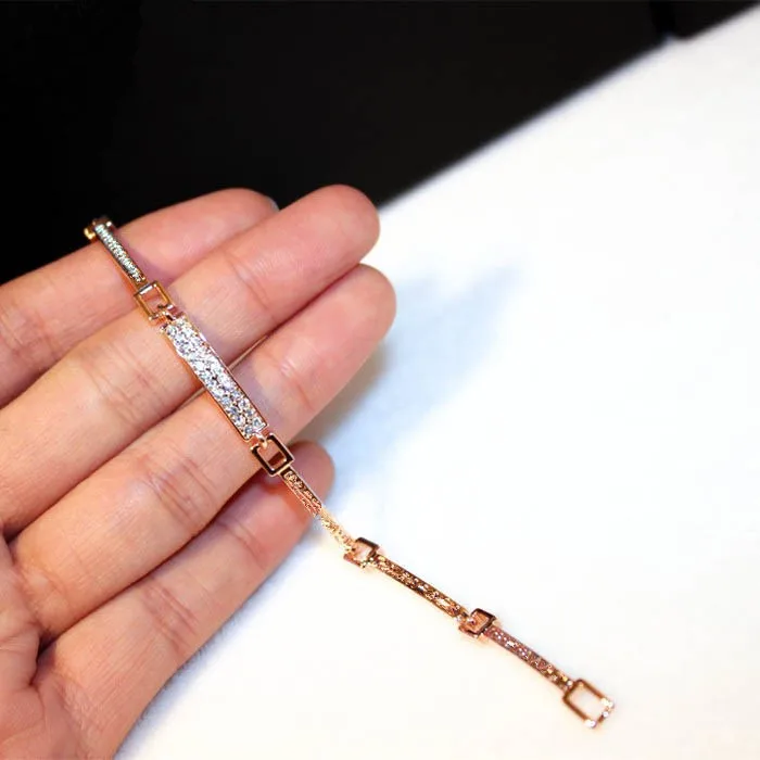 Simple Best Crystal Bracelet Bangles For Women Gift Rose Gold Color Rhinestone Cuff Bracelets New Fashion Jewelry