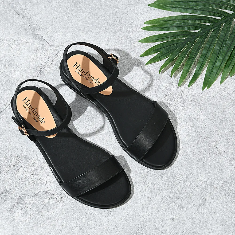 MILI-MIYA Hot Sale Women Sandals Gladiator Cow Genuine Leather Buckle Strap Top Brand Ladies Summer Beach Handmade Flats Shoes