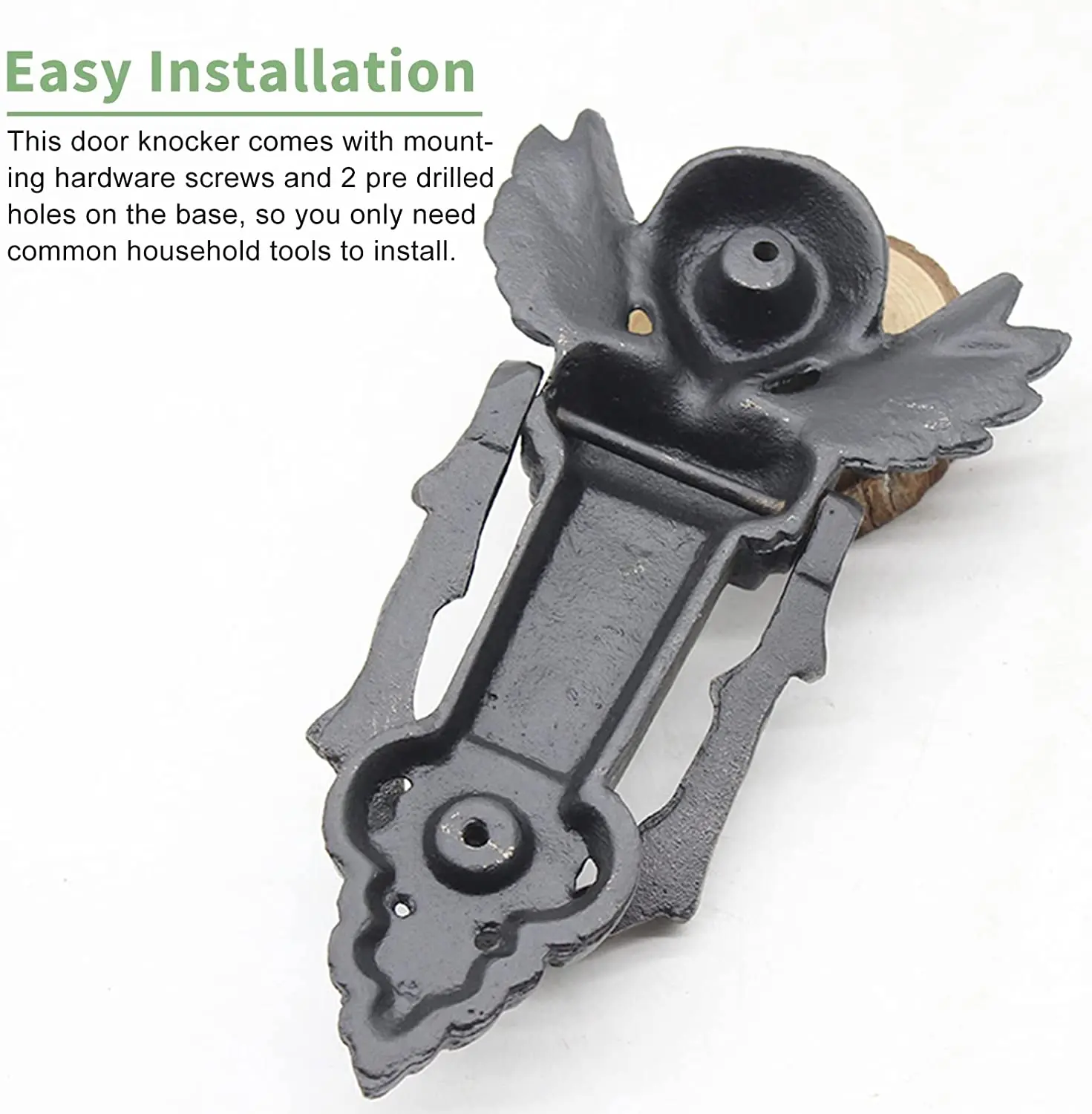 Angel Front Door Knocker, Rustic Weather-Resistant Cast Iron Doorbell with Mounting Decor Door Accessories for Decoration