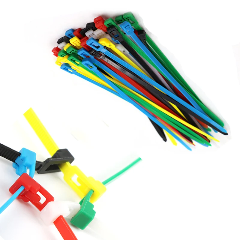 25pcs Plastic Reusable Cable Zip Ties Releasable Nylon Fixed Binding Multiple Colors Disassembly Reuse May Loose Slipknot