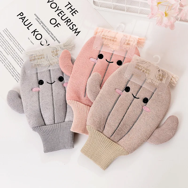 1PC Creative Baby Bath Gloves Children Cartoon Cactus Bath Towel Scrubbing Gloves Body Clean Sponge Bath Accessories Soft Gloves