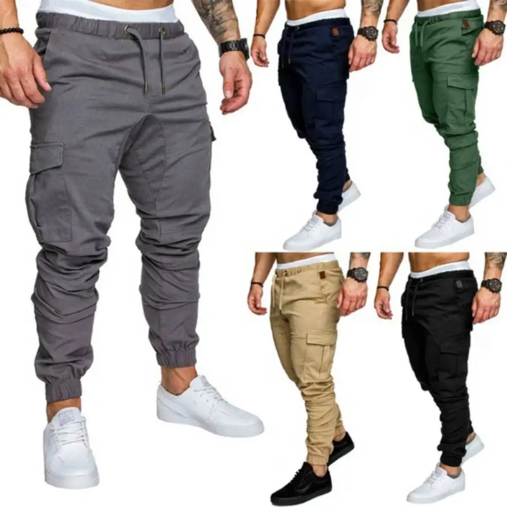 Ropa Deportiva informal para hombre, pantalones bombachos de Hip Hop, pantalones de chándal ajustados, pantalones Cargo para correr, primavera y otoño