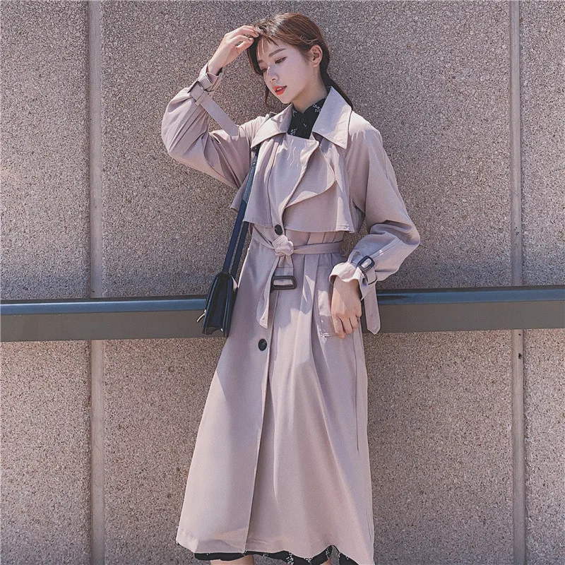 

2022 New Korean Windbreaker Women's Clothing Spring Autumn Long Trench Coats female Overcoats m479