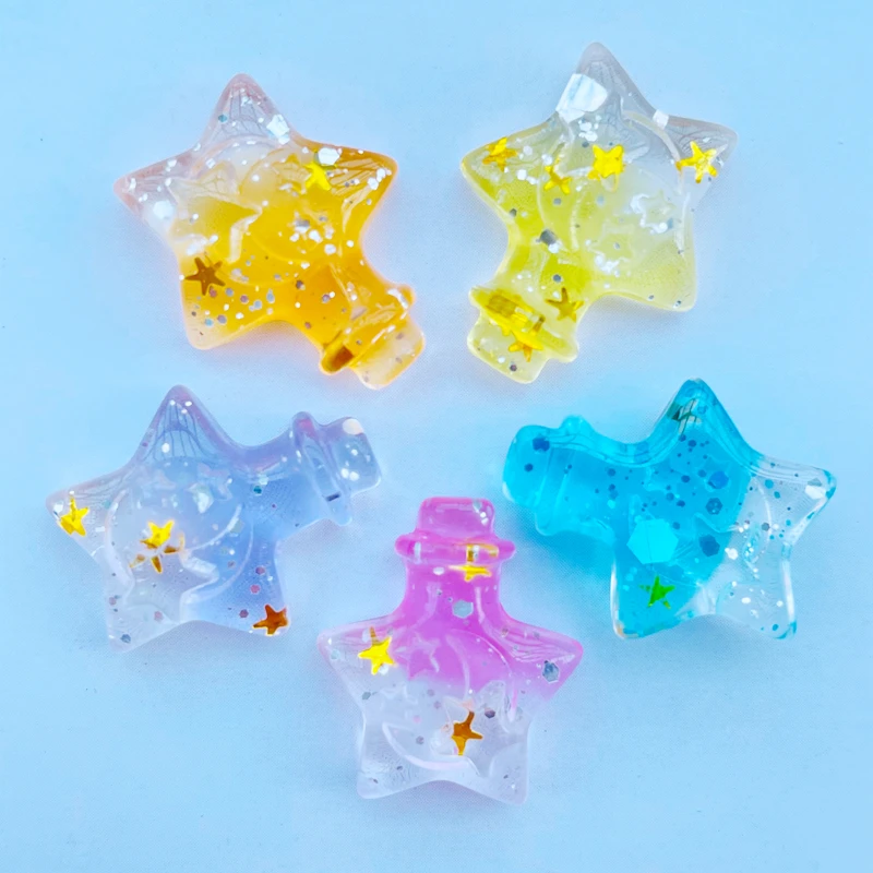 10 Cute Cartoon Shining Crystal Bottle Series Resin Kawaii Flat Bottom Scrapbook DIY Crafts Decoration Accessories 073