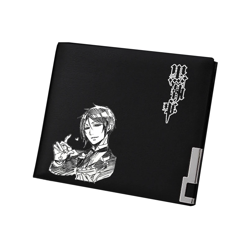 Black Butler Anime Money Bag Women Short Coin Purse Pu Leahter Short Wallet Unisex ID Card Holder Cartoon Change Clutch Bags